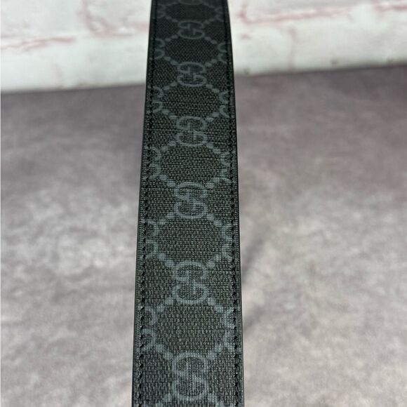 Gucci Black Gg Supreme Men's Belt Square Buckle 722370 90/38 - Picture 6 of 10